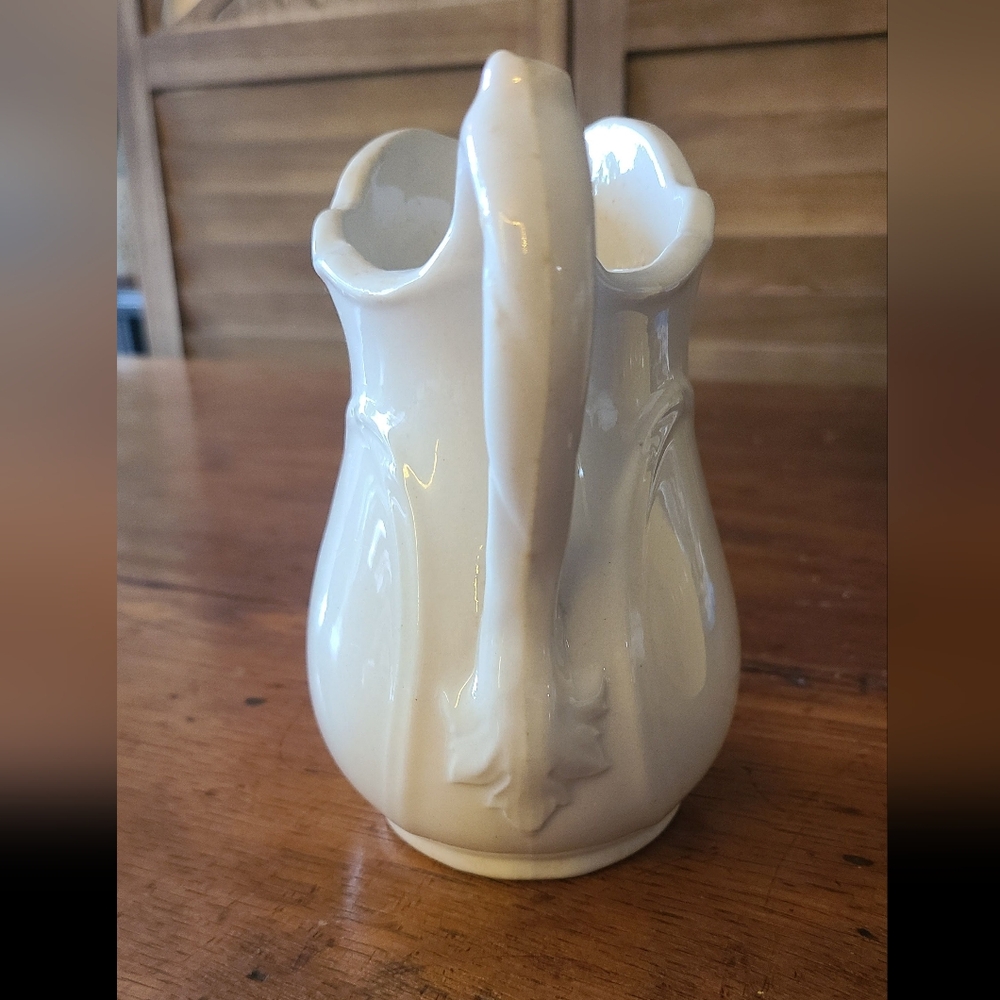 Ironstone Pitcher 19th Century White Ceramic Antique - Picture 4 of 6